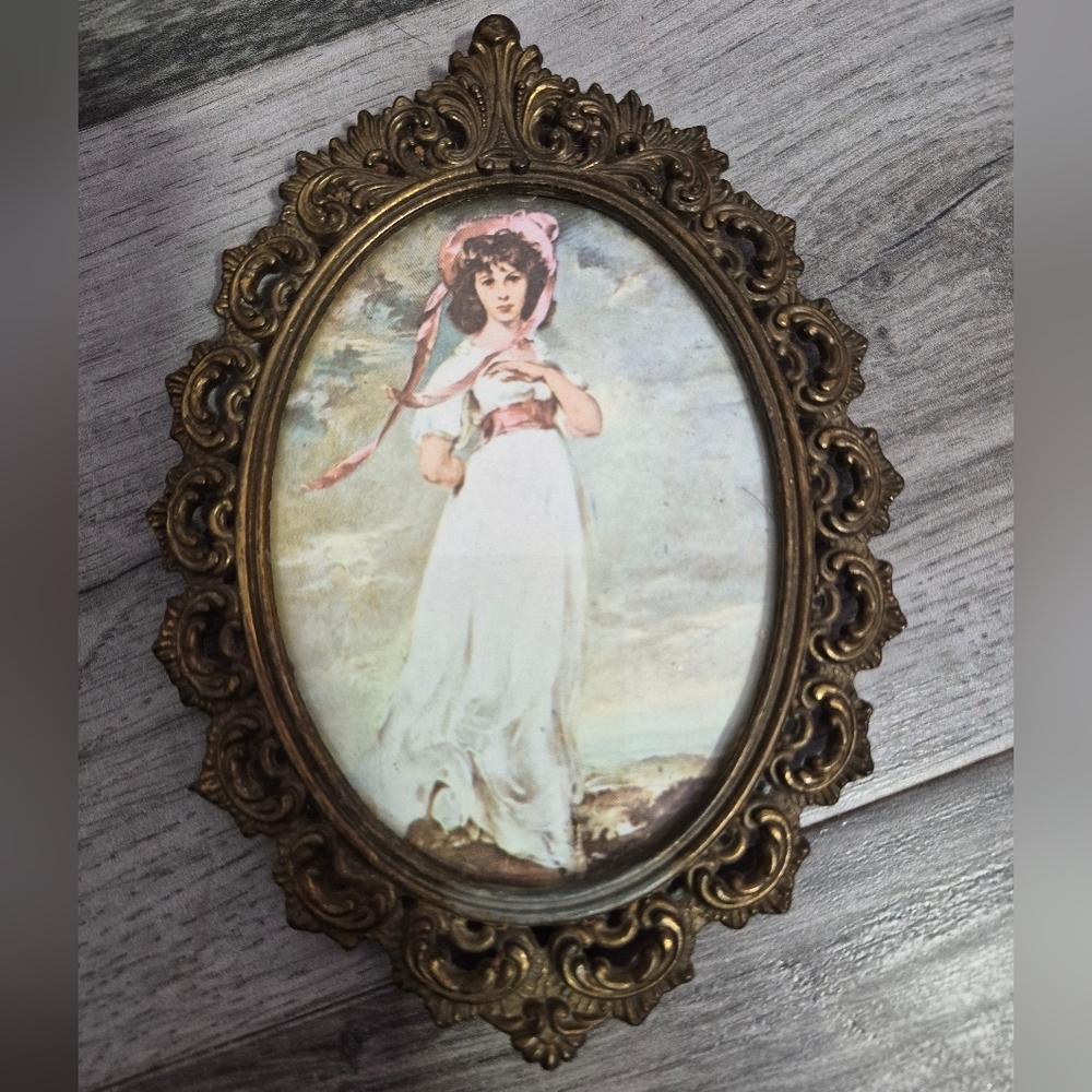 Vintage Gold Ornate Framed Portrait Pinkie Victorian